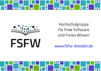 Flyer der Studenteninitiative "Freie Software und Freies Wissen Dresden"