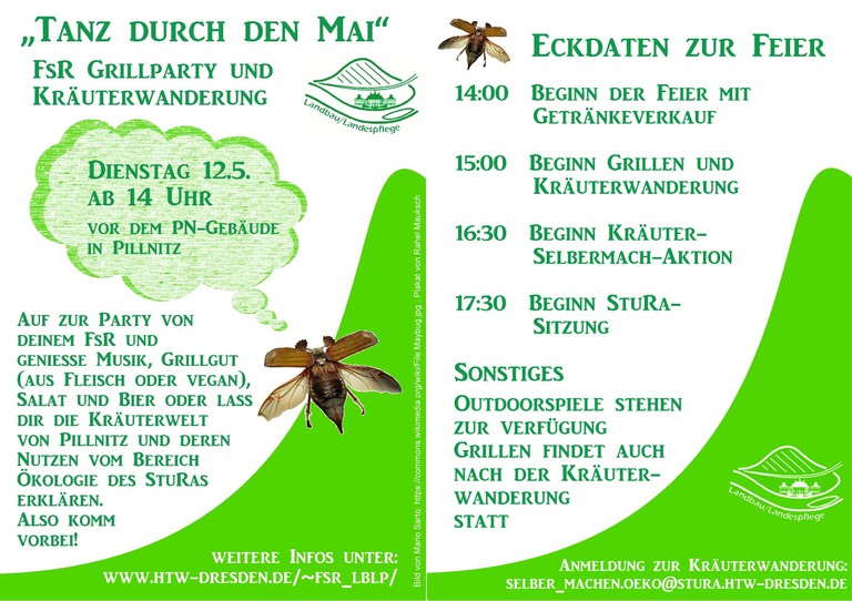 Flyer und Eckdaten von Grillparty und Kräuterwanderung